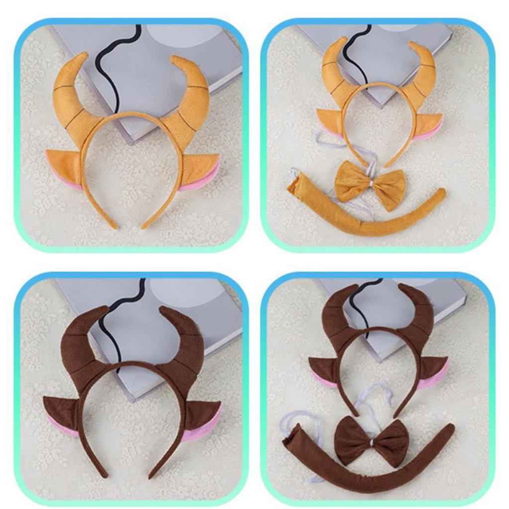 Cute Cartoon Cow Horn Headband Soft Fabric Elastic Design for Kids Teens and Adults Anime Lover Cosplay Event Accessory