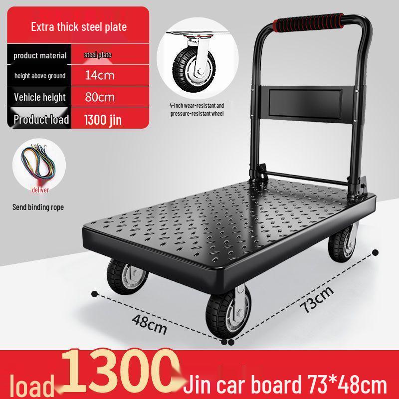 Silent Steel Plate Folding Hand Truck Portable Flatbed Trolley