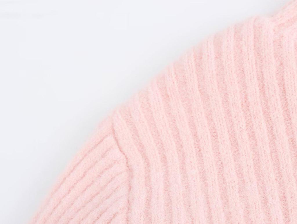 2024 Fall Women's Multi-Color Ribbed High Neck Pullover Sweater