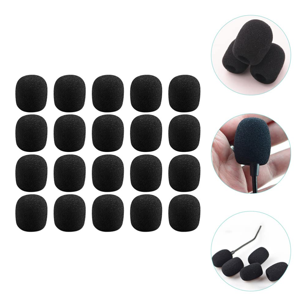 Microphone Cover 40PCS Microphone Sponge Lapel Microphone Sponge Windshield Microphone Headset Thick Washable Inner Diameter 40pcs Black Diameter