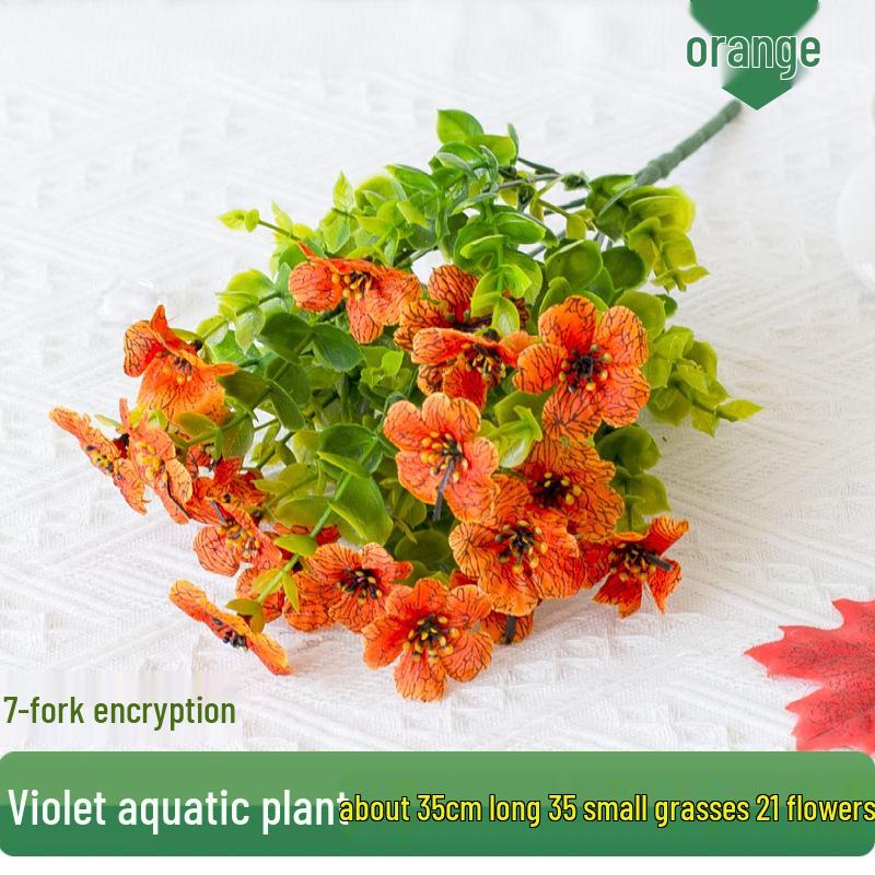 7-Fork Eucalyptus Leaves Violet Artificial Silk Flower Decoration for Dining Table