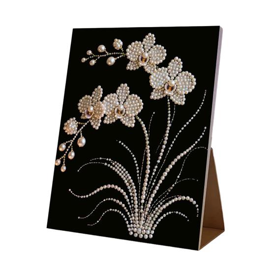 Faux Pearl Art DIY Kit 3D Butterfly Landscape Mosaic Stress Relief Craft for Adults Teens Pre-Printed Canvas with Glitter Resin