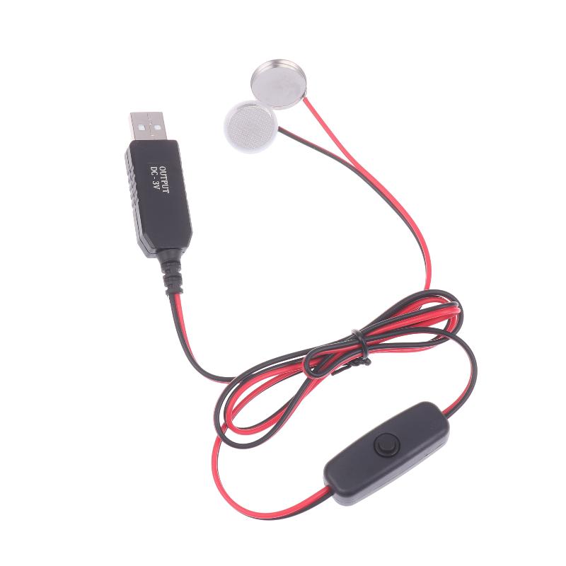 Usb To 3V Cr2032 Fake Battery Charger Cord With Switches Power Supply Cable For Watch Microphone Toy Remote