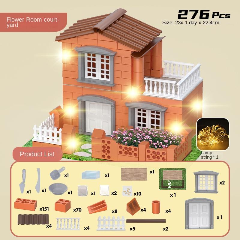 Creative DIY ילדי צעצועי בניין בלוקים דגם סט סימולציה בוץ לבנים ואריחים בתי להרכיב צעצוע מתנת יום הולדת לילד מבוגר