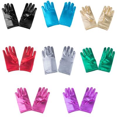 Lakované kožené rukavice pro děti, párty rukavice, krátké rukavice, třpytivé uniformní palčáky, rukavice na jevištní vystoupení