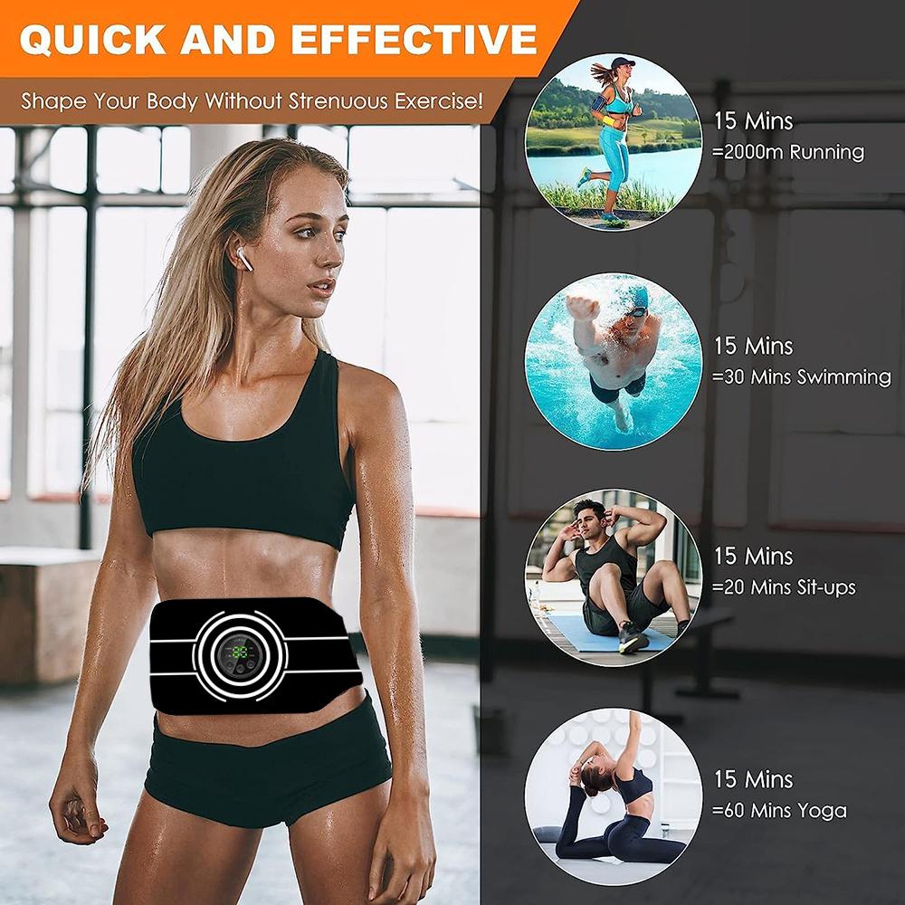 EMS Muscle Toner Abdominal Toning Belt Electric Muscle Stimulation Waist Massager USB Recharge Weight Loss Fitness Training Gear
