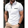 Men Top Summer Pocket Button Casual T Shirt White Black Blue Loose Classic Tops Lapel Neck Short Sleeve Polo Shirts