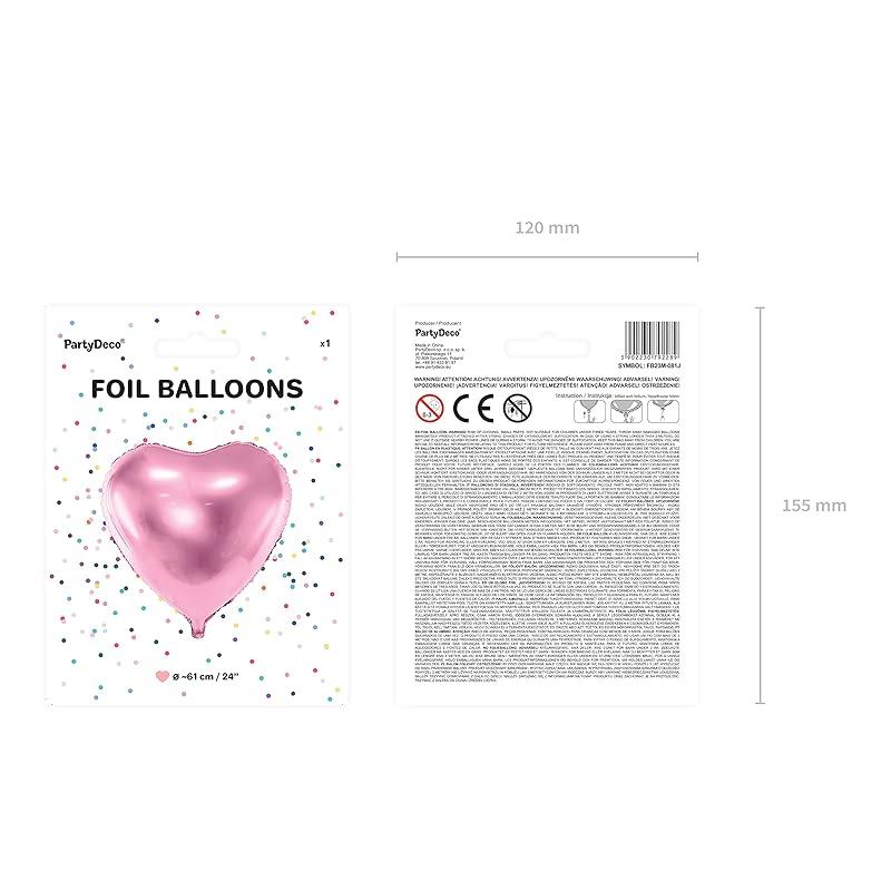 PartyDeco Heart Light Pink 61cm Film and Aluminum Balloon FB23M-081J