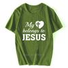 Summer Printed Jesus Saved My Life T Shirts I Belong To Jesus Tshirts Cotton Short Sleeve Christ Religion Christian Faith Tops