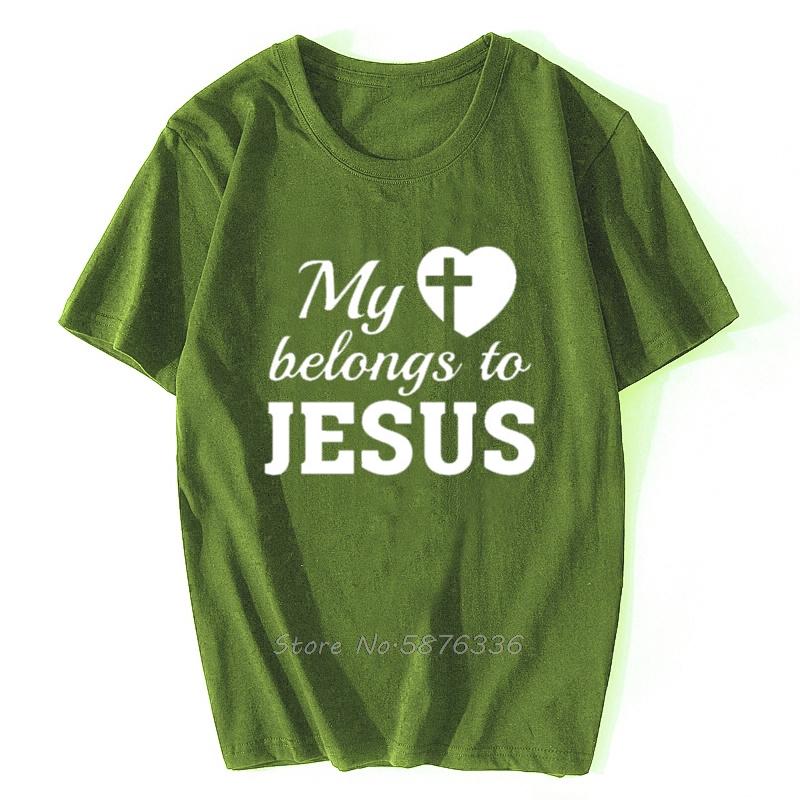 Summer Printed Jesus Saved My Life T Shirts I Belong To Jesus Tshirts Cotton Short Sleeve Christ Religion Christian Faith Tops