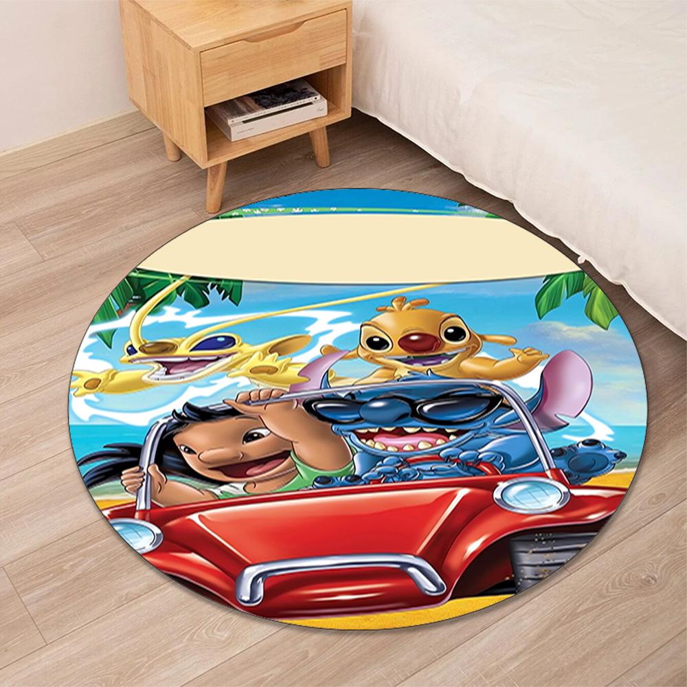 Stitch Printed Round Rug Carpet Chair Rug Area Rug Entryway Doormats,for Office Chair Living Room Bedroom Kitchen Room.