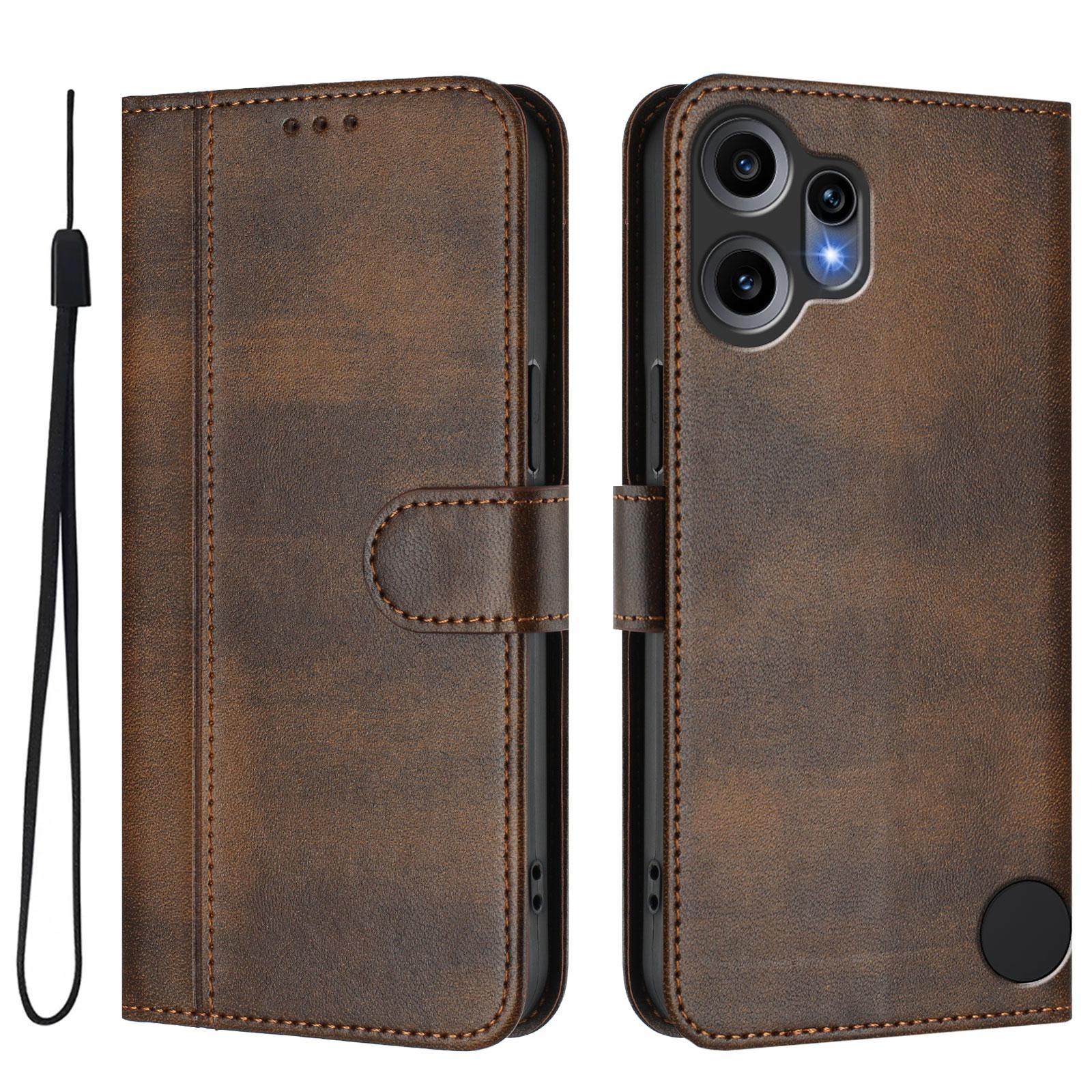 

For Nothing CMF Phone 2 Pro Cases Wallet Stand Retro Texture Leather Phone Cover with Lanyard Brown