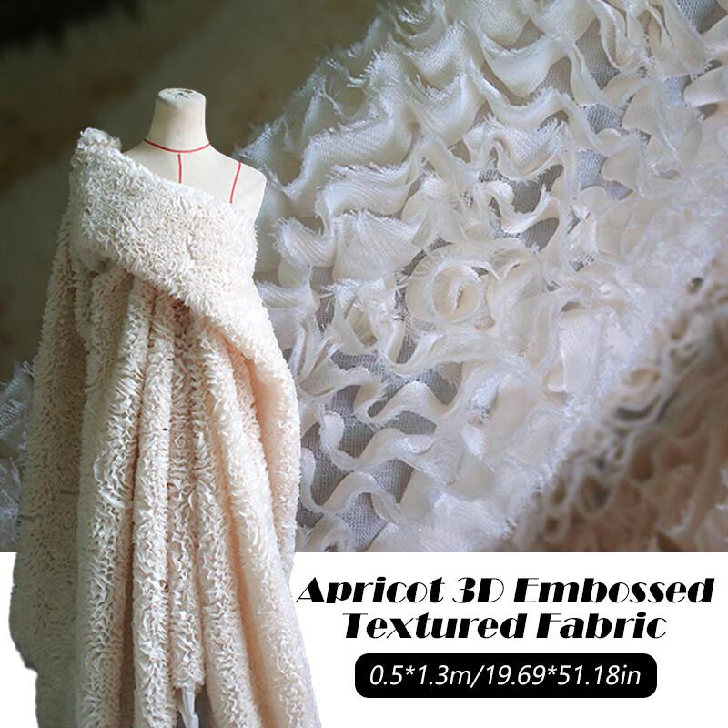 3D Apricot Relief Jacquard Fabric Embossed Textured Silhouette Dress Diy Sewing Skirt Clothing Designer Material By The Meter