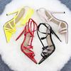 Comemore  Sexy Black Red Woman Sandals Pointed Evening Party Cross Belt Stilettos Ladies 11 .5cm High Heels Women 'S Shoes 42