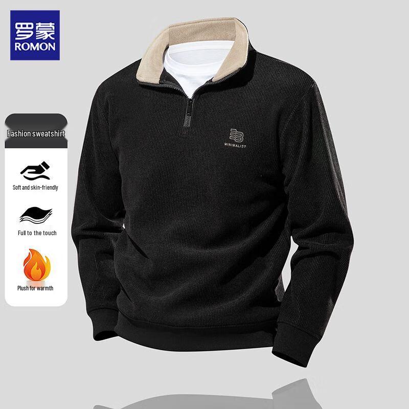 

Romon Men s Seaweed Pattern Half-Zip Stand-Collar Fleece Sweatshirt 4XL