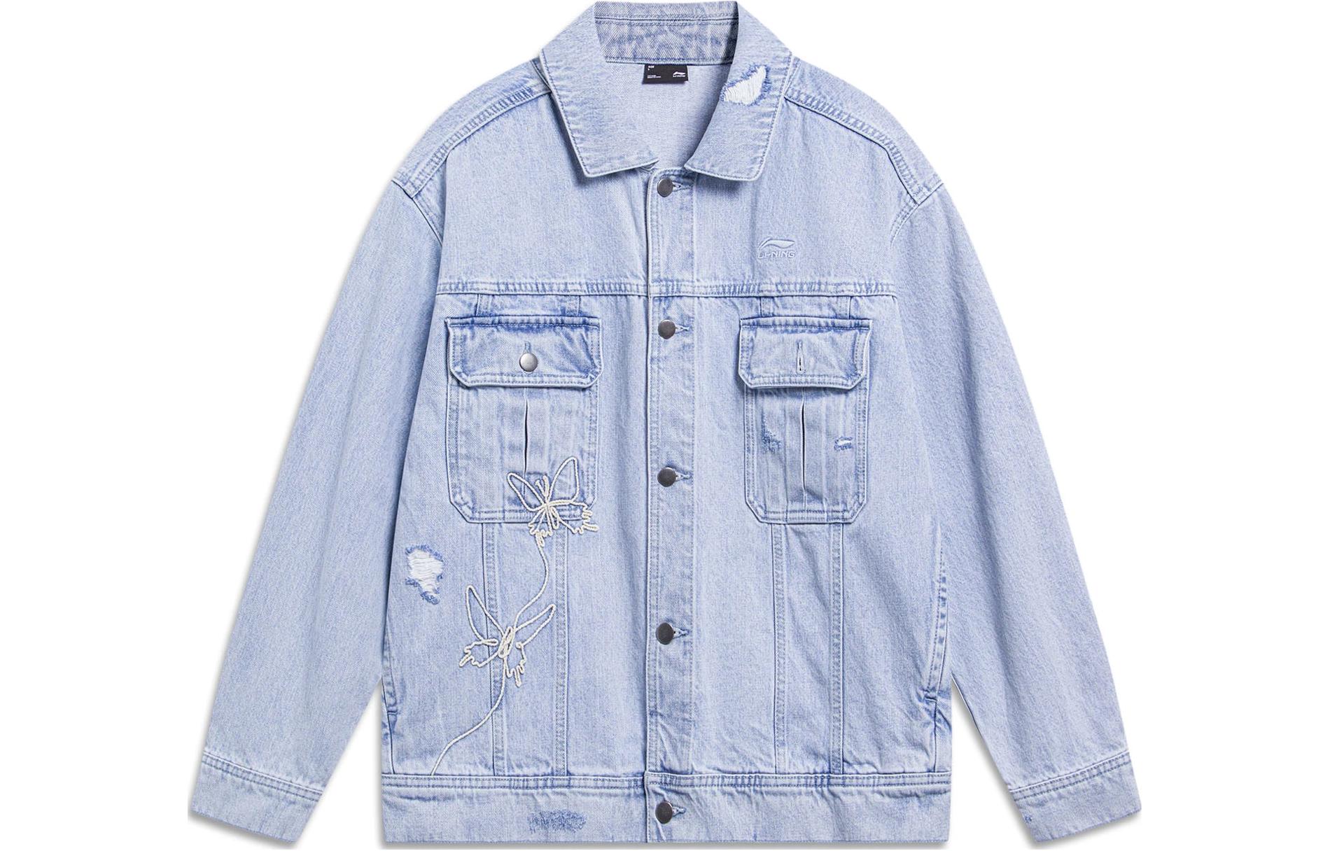Li Ning Sports Life Collection Denim Jacket Men s Blue AJDT171-1 XL
