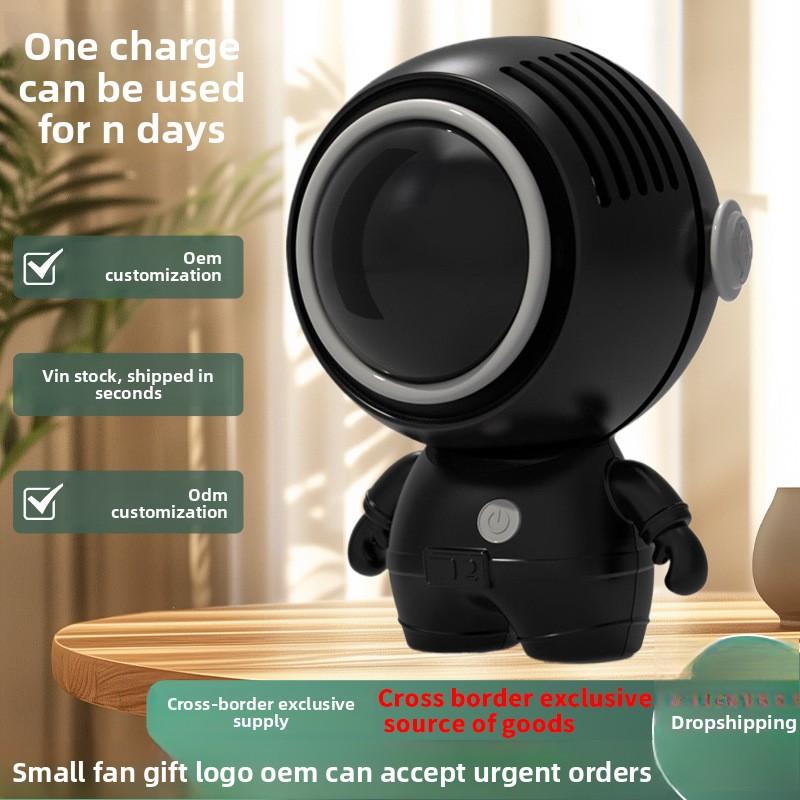 Cross-border New Explosions Astronaut Cartoon Cooling Artifact Cute Neck Hanging Handheld Mini Fan Brushless Motor Low Noise USB
