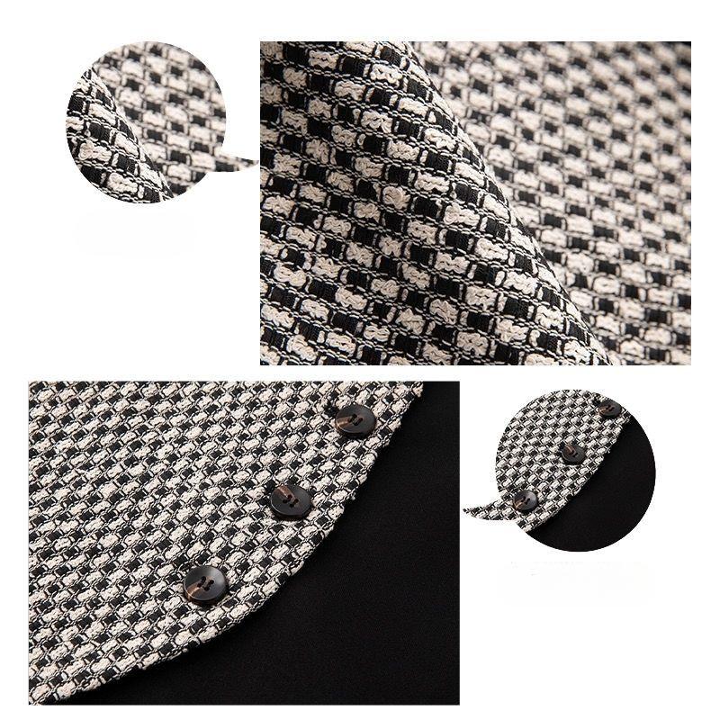 Elegantní dámská dlouhá vesta bez rukávů s límcem v kontrastní barvě, slim fit vesta, podzimní jarní móda