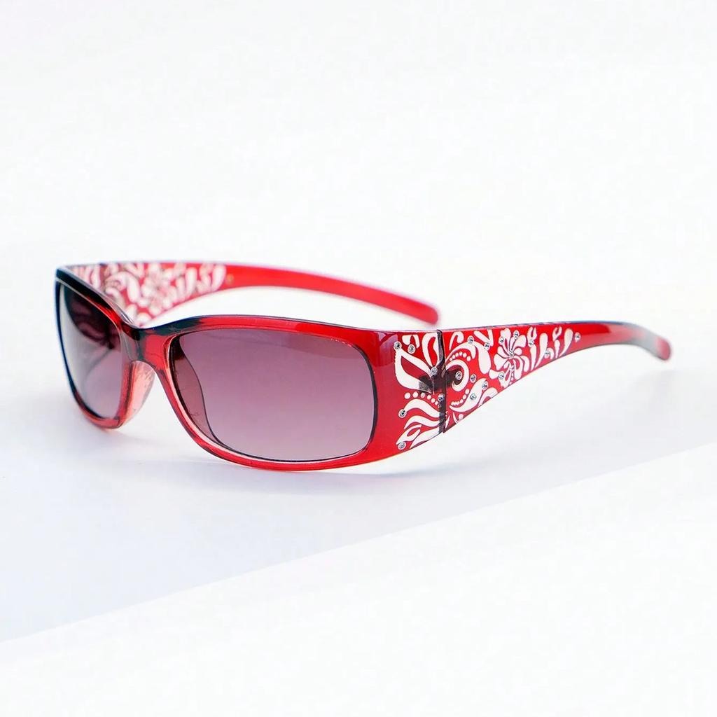 Fashion New Y2K Ladies Pattern Relief Square Small Frame Sunglasses Retro Style Elegant Summer Vacation Beach Glasses