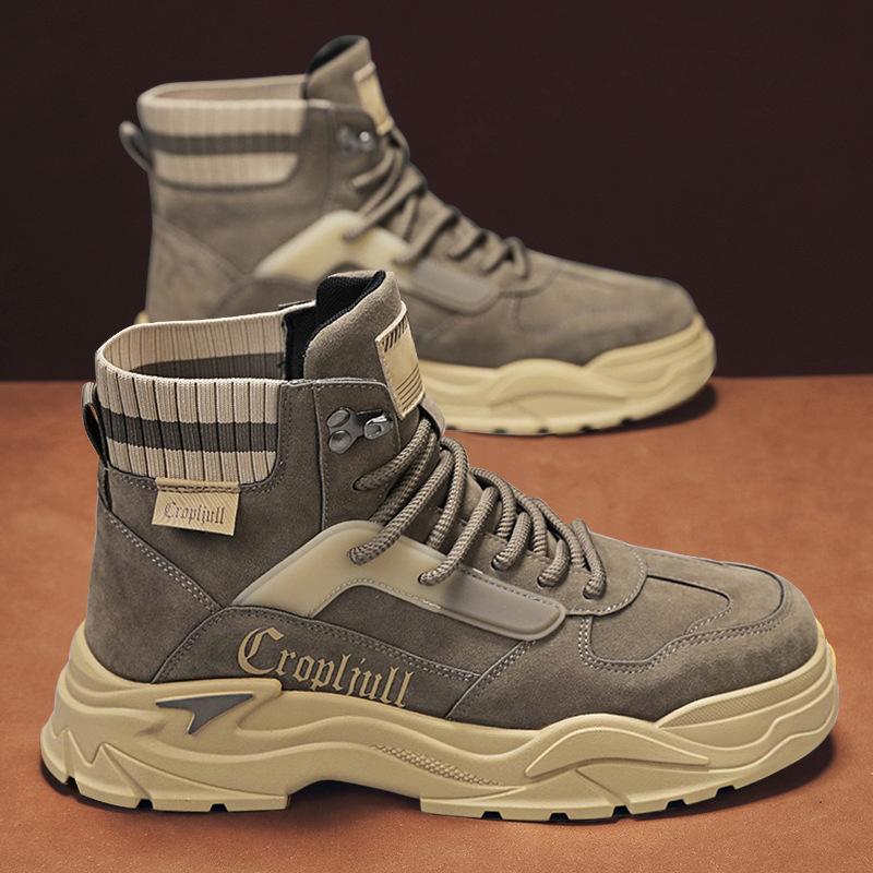 

Осенние и зимние высокие ботинки Martin на шнуровке, молодежные повседневные мужские ботинки для активного отдыха, модные замшевые ботинки Martin средней высоты 39 коричневый