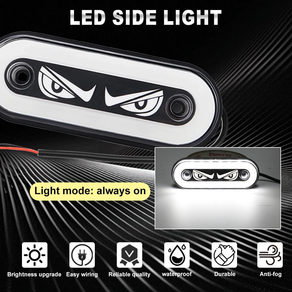 1 ks LED boční obrysové světlo s vysokou viditelností 12V/24V pro nákladní automobily, přívěsy, motocykly, bezpečnost jízdy s ABS pouzdrem a jasným designem ďábelského oka