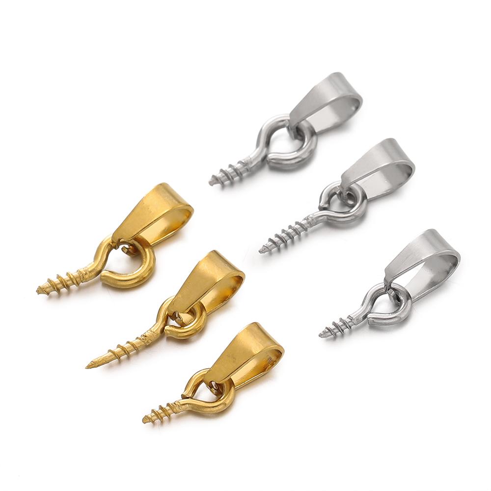 20pcs Stainless Steel Screw Eye Pins Bail Top Drilled Beads End Pendant Charms Connectors Dangle Charm for DIY Jewelry Making