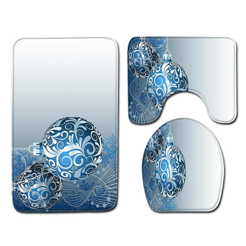 

Christmas Bathroom Floor Mat Toilet Three-Piece Set 45cmx75cm