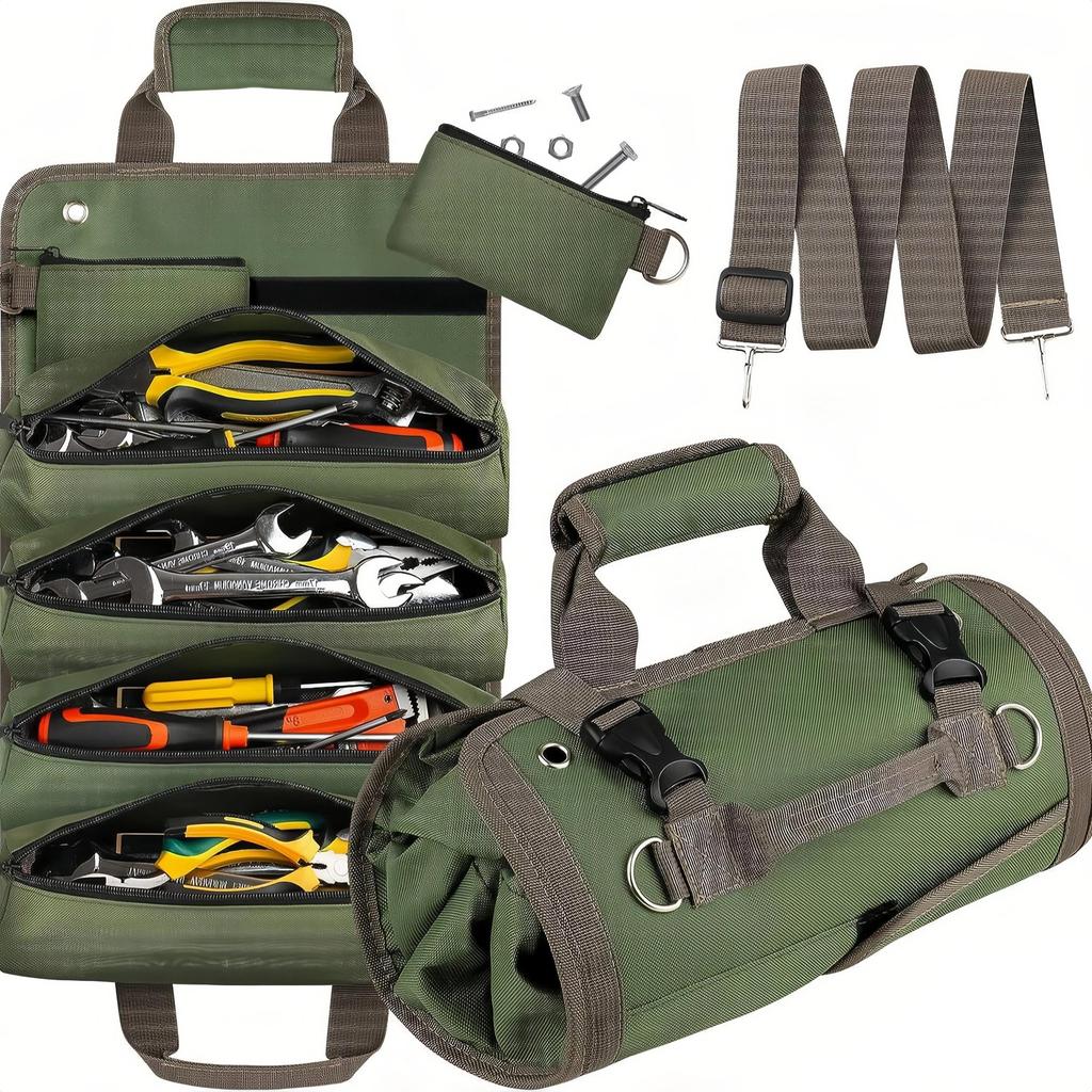 Waterproof Magnetic Tool Organizer Made of Oxford Fabric for Home Storage and Multipurpose Use Portable Hand-Held Wear-Resistant Roll Bag Is Thickened