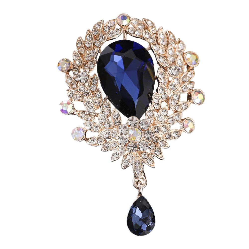 Clear Crystal Wedding Crystal Brooch Flower Design Teardrop Brooch Bridal Brooch Wedding Party