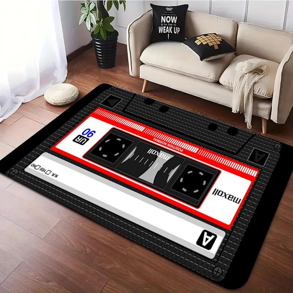 Tapete Moderno Estilo Rádio de Música Sala de Estar Quarto Almofada Antiderrapante Lavável e Resistente a Manchas Disponível em Vários