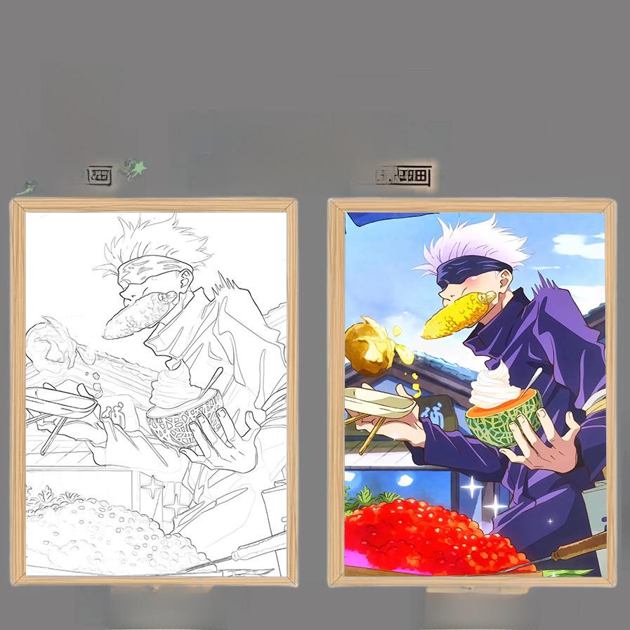 

Gojo Satoru Jujutsu Kaisen светящийся аниме эскиз декоративный ночник ABS black 21*16.5 [plug-in type]