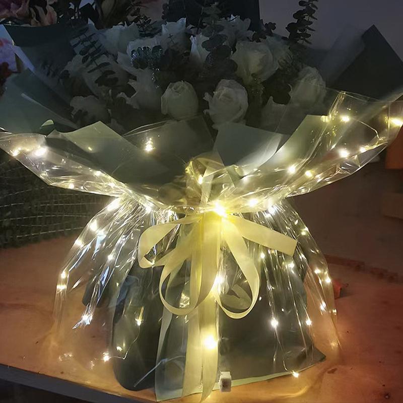 1Pc Multipurpose Flower Wrapping Paper Cellophane LED Bouquet Packing With Led Light Waterproof