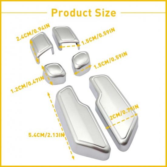 6PCS For Mercedes-Benz C63 AMG 10-14 Door Adjust Seat Button Switch Cover Trim