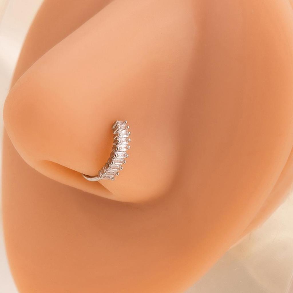 Europäisch-amerikanischer Nasenring mit Blatt- und Blumenmotiv und Diamanteinlage – elegant, kreativ, ohne Piercing.