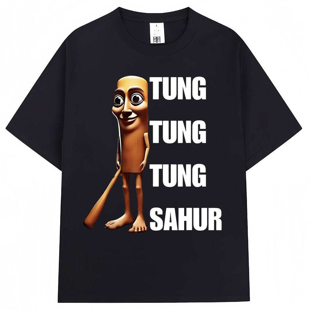 Tung Tung Tung Sahur Funny Baseball Bat Meme T Shirt Men Women Fashion Humor Popular T Shirts Loose Summer ONeck Cotton TShirt