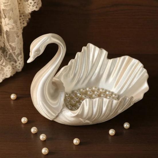 3D Printed Swan Jewelry Tray, Swan Shaped Earrings Necklace Ring Dish Tray, Decorative Keys Trinkets Holder Organizer Tray