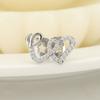 2Pcs Zircon Double Heart Teeth Caps Copper Hollow Love Tooth Grills  for Women Men