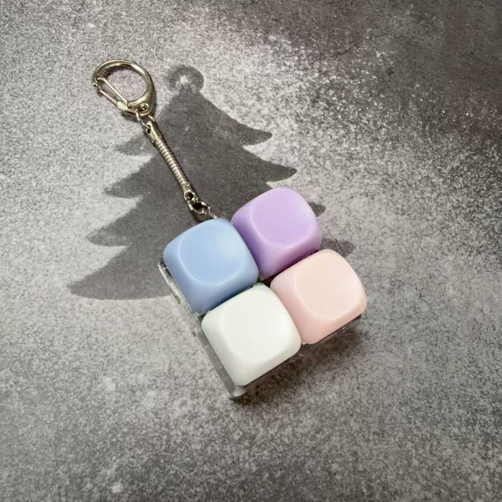 Tastenkappen Fidget Schlüsselanhänger 4 Tasten Clicker Spielzeug Anhänger Entspannende Finger Tastaturkappe für Erwachsene & Kinder