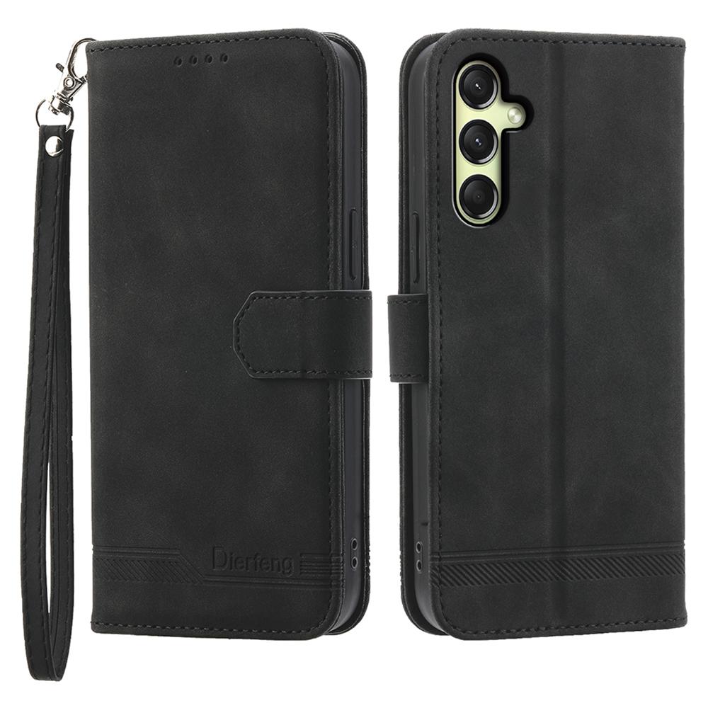 DIERFENG DF-03 Dla Samsunga Galaxy A36 5G Skórzane Etui Wytłoczone Linie Portfel Pokrowiec na Telefon