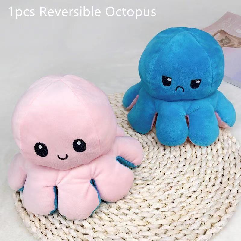 Adorable Double-sided Flip Reversible Octopus Plush Toy For Kids Soft And Cuddly Marine Life Stuffed Animal