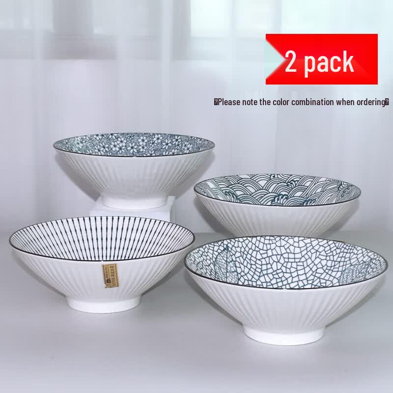 Nordic Style Japanese Ceramic 8-inch Large Soup Bowls (Set of 4)