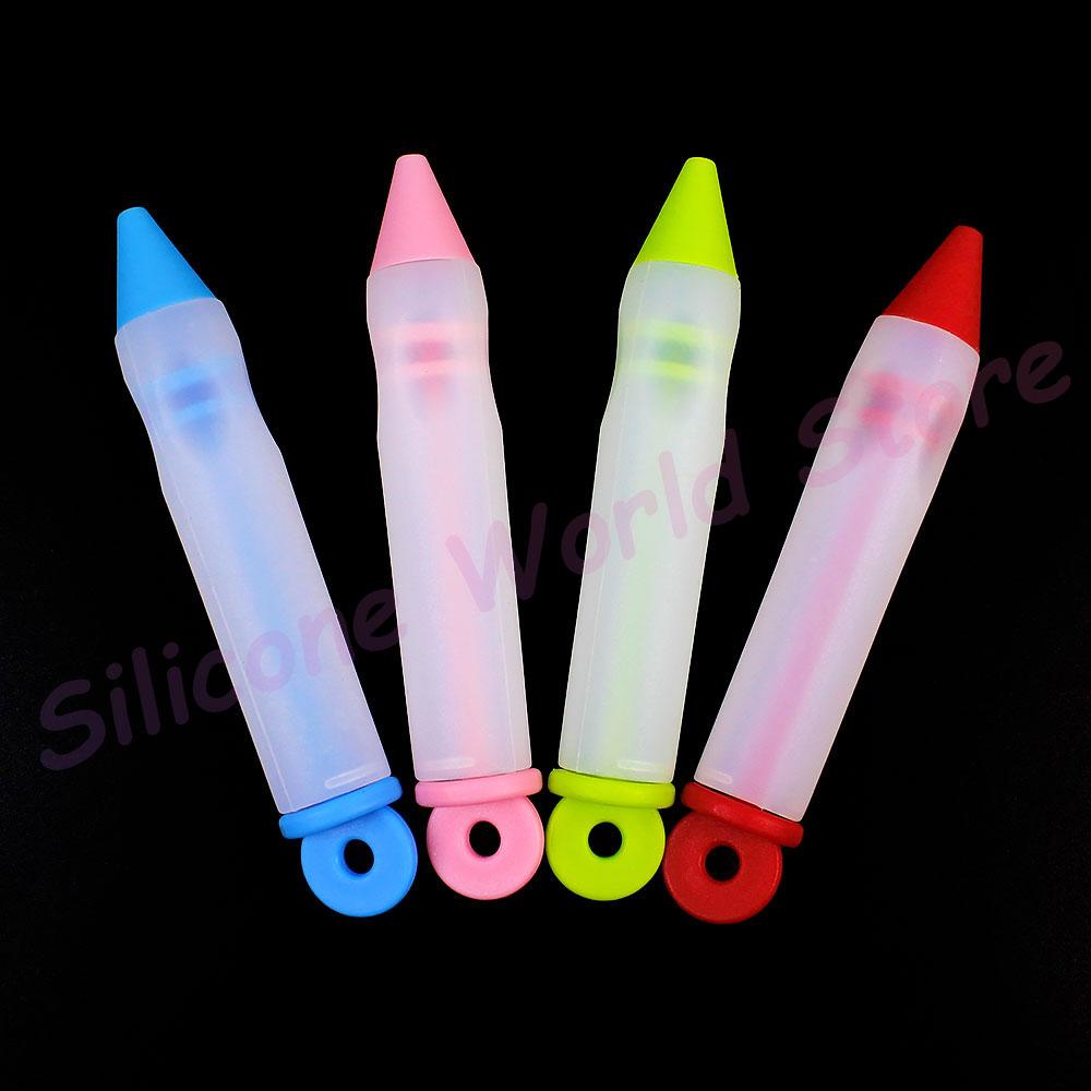 Silicone World 4 Heads Silicone Mounted Pen Chocolate Cream Mounted Mouth Dessert Decoration Writing Pen Cream Pen Baking Tools