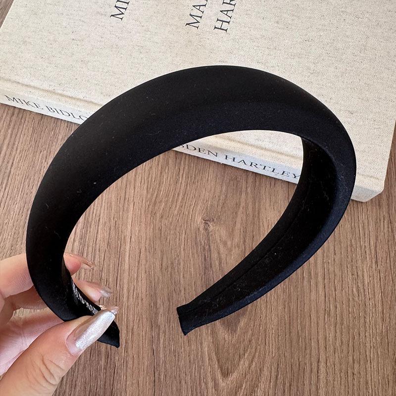 Elegant Textured High Crown Headband for Women - Solid Color Sponge Hair Accessory