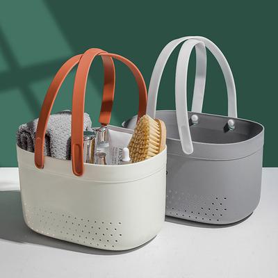 Panier de bain portable avec poignée Grande capacité Creux Douche Lavage Plastique Boîte de rangement Poubelle Organisateur Salle de bain Cuisine