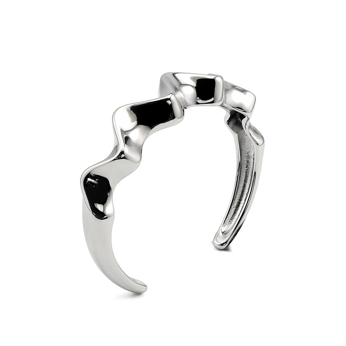 

2026 New Trendy Silver Plated Geometric Wave Open Bangle for Women Fine Bracelets Fashion Charm Bracelets Party Jewelry Gift