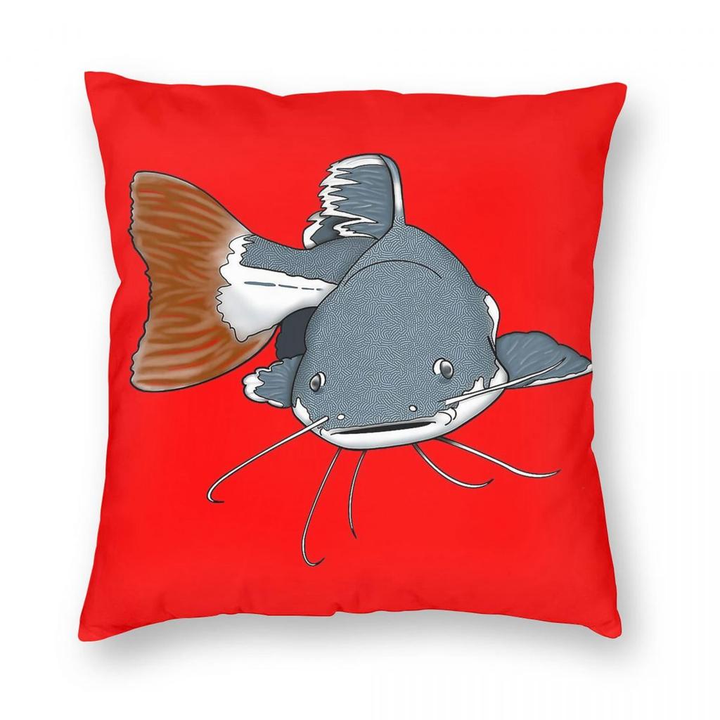 Redtail Catfish Square Pillowcase Polyester Linen Velvet Printed Zip Decor Throw Pillow Case Car Cushion Cover