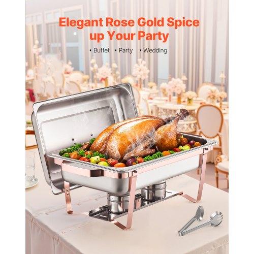 VEVOR Chafing Dish Buffet Set, 8 Qt 2 Pack, Stainless Steel Chafer with 2 Full Size Pans