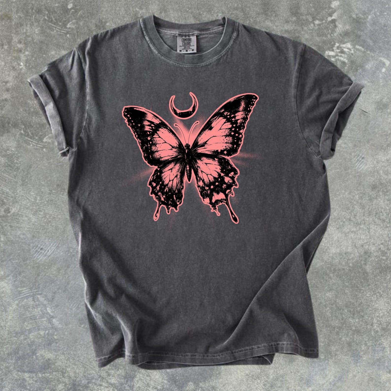 Goth Butterfly Moon T-Shirt, Cottagecore Dark Academia Fairy Grunge Tee 2XL
