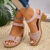 New summer European and American style chunky heel sandals for women, plus size, casual style.