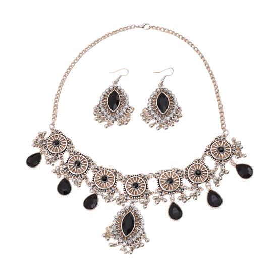

1 компл., ожерелье, серьги, декор со стразами, капли воды, богемный, асимметричный, полированный, для выпускного вечера, свадьбы, вечеринки, комплект ювелирных изделий для невесты чёрный